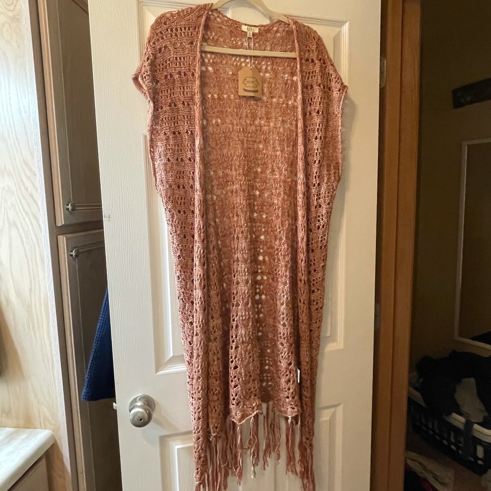 Coral Sweater Cardigan Vest